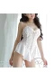 Chemise Babydoll Set Cute Point Sheer Lingerie White