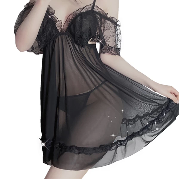 Sexy Lingerie Lace Babydoll Chemise Black