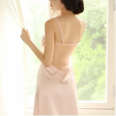 Soft Sleepwear Sexy Lace Chemise Nightgown Babydoll Pink