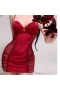 Strap Chemise Mesh Sleepwear Outfits Teddy Burgundy