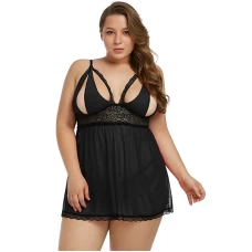 Plus Size Lingerie Cut Out Lace Babydol Black