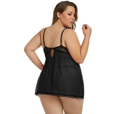 Plus Size Lingerie Cut Out Lace Babydol Black