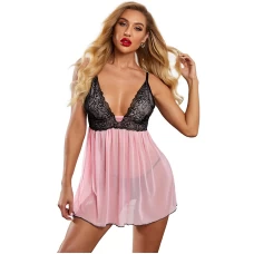 Lace Nightgown Mesh Chemise Boudoir Nighty Pink