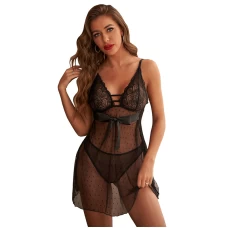 Sexy Lace Chemise Exotic Mesh Nightgowns Black