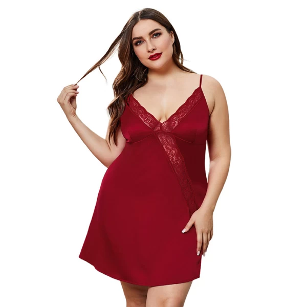 Lace Babydoll Strap Chemise Sleepwear Outfits Red