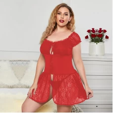 Lace Babydoll Strap Chemise Mesh Sleepwear Red