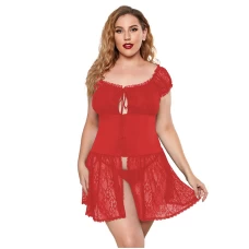 Lace Babydoll Strap Chemise Mesh Sleepwear Red