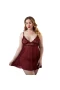 Lace Babydoll V Neck Sexy Sleepwear Strap Chemise Red