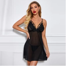 Lace Babydoll Lingerie Sheer Mesh Chemise