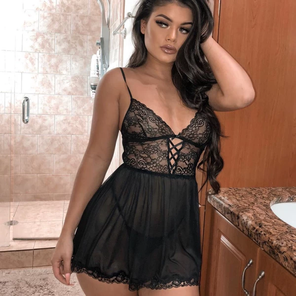 Lace Babydoll Mesh Nightwear Chemise Sleepwear