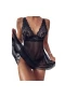 Lace Babydoll Mesh Nightwear V Neck Teddy Black