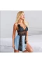 Lace Babydoll Strap Chemise Teddy V Neck Sleepwear Blue