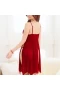 V Neck Chemise Split Teddy Strap Sleepwear Burgundy