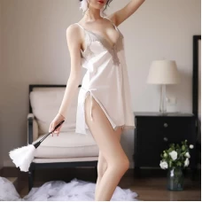 Women Chemise Lingerie Sexy Full Slips Babydoll White