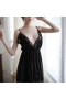 Lace Babydoll V Neck Sexy Strap Chemise Black