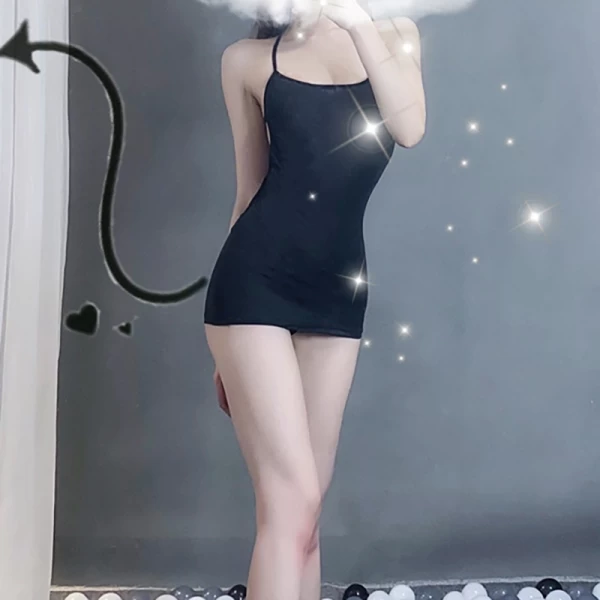 Sexy Nightie Full Slips Teddy Dress Black