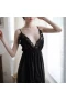 Side Slit Lingerie Babydoll Lace Nightgown Black