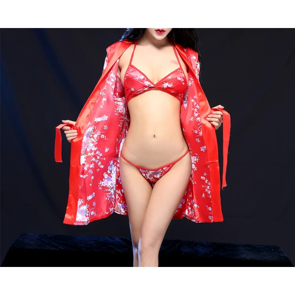 Women Floral Satin Kimono Robe Bride Bridesmaids