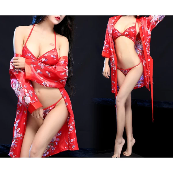 Women Floral Satin Kimono Robe Bride Bridesmaids