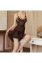 Halter V-neck Lace Edge See Through Lingerie Black