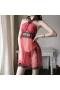 Halter Neck Backless See Through Lingerie Red