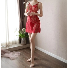 Sexy V-neck See Through Floral Lace Lingerie Red