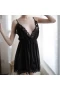 Deep V-neck Lace Edge Women Lingerie Black