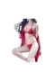 Women Sexy Long Lace Lingerie Kimono Robe Sheer Babydoll Red