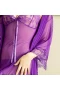 3 Piece Lace Kimono Robe Babydoll Lingerie Set Purple