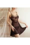 Lace Babydoll Full Slip Dress Backless Sleepwear Black