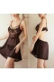 Lace Babydoll Full Slip Dress Backless Sleepwear Black