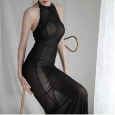 Sexy Sheer Mesh Chemise Lace Gown Lingerie
