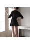 V-Neck Sleepwear Full Slip Open Front Dress Black