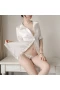 V-Neck Sleepwear Full Slip Open Front Dress White