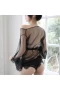 Kimono Robe Floral Lace Babydoll Lingerie Black