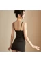 V Neck Lace Chemise Mini Teddy with Chest Pad Black