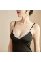 V Neck Lace Chemise Mini Teddy with Chest Pad Black