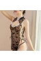 Cheongsam Lingerie Sexy Costumes Mesh Hollow Babydoll Black