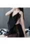 Butterfly Mesh Chemise Babydoll Strap Teddy Black