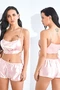 Satin Cami and Shorts Sexy Lingerie Set Pink