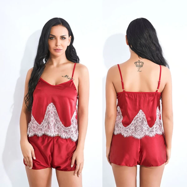 Soft Lace Cami Set with Short Pants Nightwear