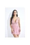 Halter Teddy V Neck Sleepwear Lace Babydoll Pink