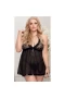 Plus Size Chemise Sheer Mesh Sleepwear Nightwear Black