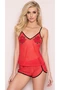 Sheer Mesh Cami and Shorts Sexy Lingerie Set Red