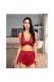 Lace Cami Top with Satin Shorts 2 Piece Lingerie Red