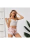 Sexy Sheer Floral Lace Pajamas Lingerie Set Pink