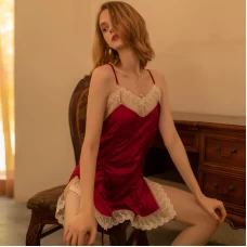 Cute Lace Chemise Sleepwear Lingerie for Women Red