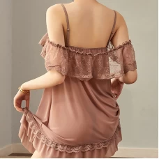 Women Lace Babydoll Sleepwear Boudoir Outfits Blush