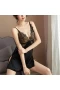 V Neck Lace Chemise Mini Teddy Nightwear Black