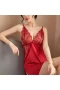 V Neck Lace Chemise Mini Teddy Nightwear Red